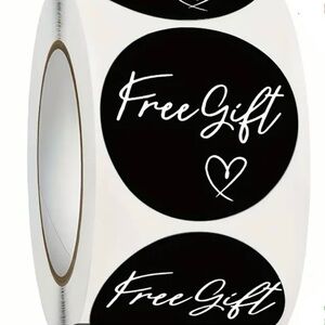 1 Roll Round Self-Adhesive “Free Gift” stickers - Black.